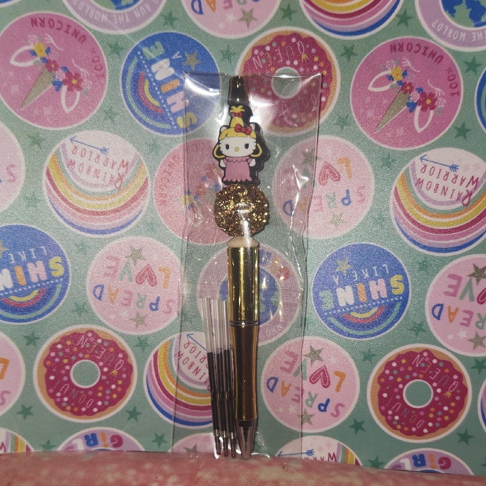 Hello Kitty Gold Glitter Pen with refilles